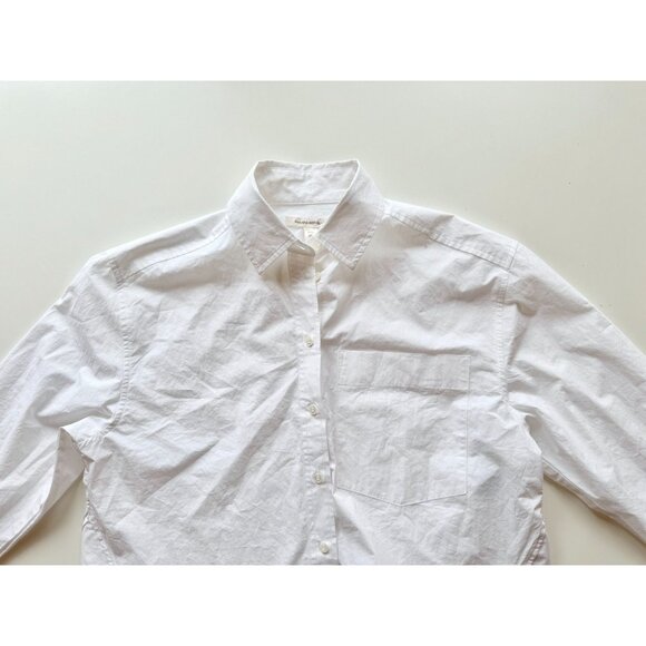 BANANA REPUBLIC White Cotton Poplin Cropped Button Down Skimmer Shirt, Size XS - Picture 7 of 14